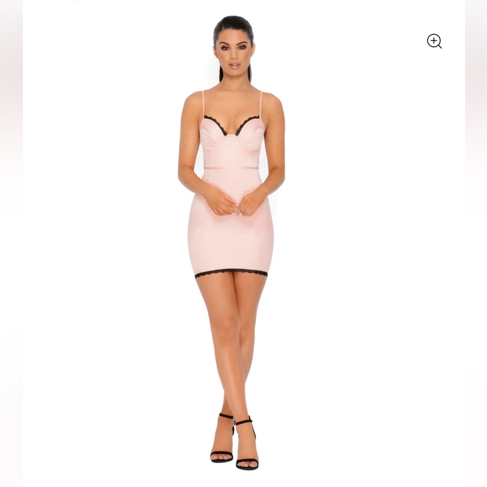 BNWT Oh Polly Too Little Too Lace Underwired Satin Mini Dress in Pink